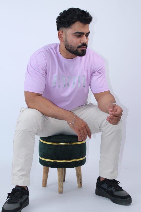 Oversized Fit Lavender Stretch T-Shirt - Image 5