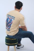 Printed Beige Oversized 2-Way T-Shirt