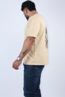 Printed Solid Beige Stretch Oversized T-Shirt