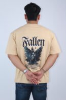 Men's Oversized Printed Beige T-shirt