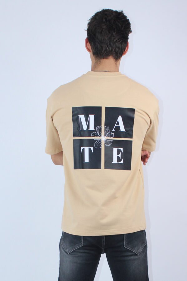 Printed Oversized Fit Beige T-shirt - Image 4
