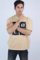 Printed Oversized Fit Beige T-shirt