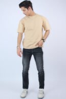 Oversized Printed 2-Way Stretch Beige T-Shirt