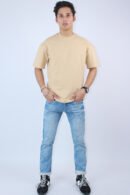 Printed Beige Solid Oversized 2-Way T-Shirt