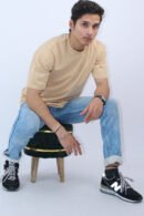 Printed Beige Solid Oversized 2-Way T-Shirt