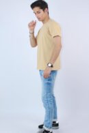 Printed Crew Neck Beige Slim Fir T-shirt