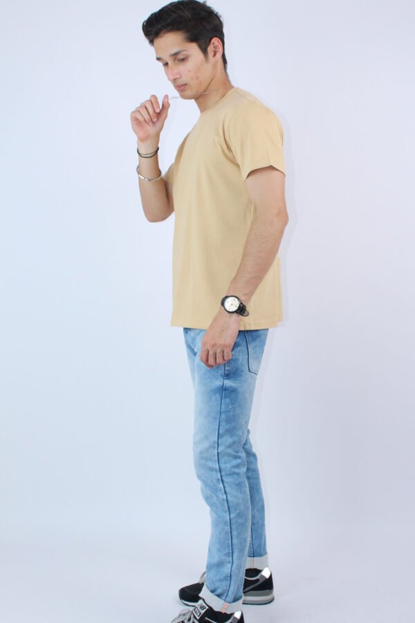 Printed Crew Neck Beige Slim Fir T-shirt - Image 4