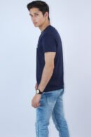 Men's Cotton Navy Blue Slim Fit T-Shirt