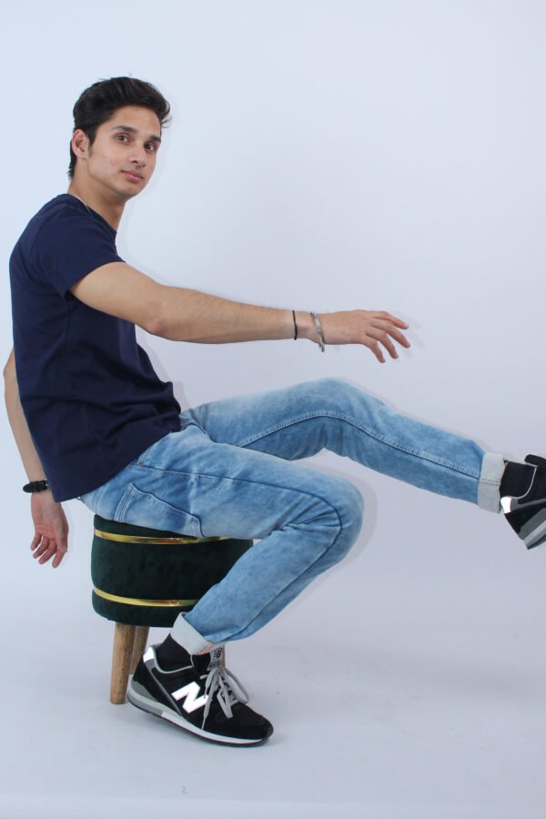 Men's Cotton Navy Blue Slim Fit T-Shirt - Image 4
