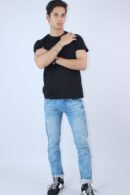 Printed Black Regular Slim Fit T-Shirt