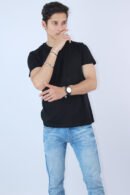 Printed Black Regular Slim Fit T-Shirt