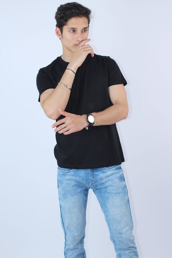 Printed Black Regular Slim Fit T-Shirt - Image 2