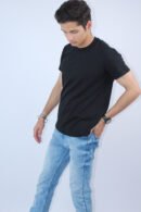 Printed Black Regular Slim Fit T-Shirt