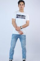 Men's White Printed Slim Fit T-Shirt