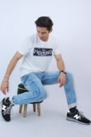 Men's White Printed Slim Fit T-Shirt