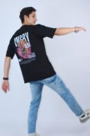 Men's Black Oversized Printed T-Shirt