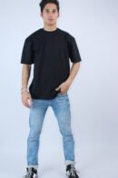 Solid Black Oversized Printed T-Shirt