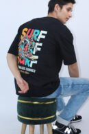 Oversized Solid Black Stretch T-Shirt