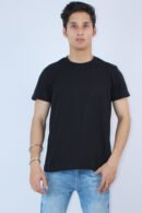 Men's Black Regular Slim Fit 2-Stretch T-Shirt