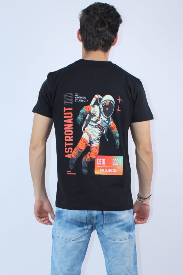 Men's Black Regular Slim Fit 2-Stretch T-Shirt - Image 4