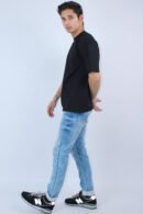 Oversized Slim Fit 4-Way Stretch Black T-Shirt