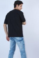 Oversized Slim Fit 4-Way Stretch Black T-Shirt