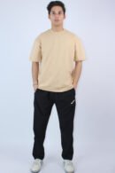 Beige Solid Oversized T-Shirt