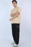 Beige Solid Oversized T-Shirt
