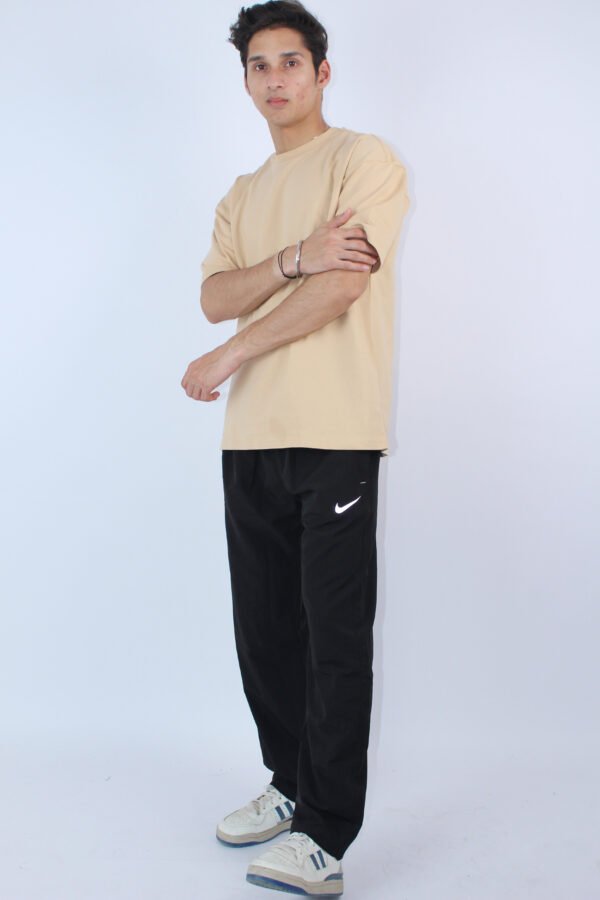 Beige Solid Oversized T-Shirt - Image 5