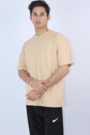 Beige Solid Oversized T-Shirt
