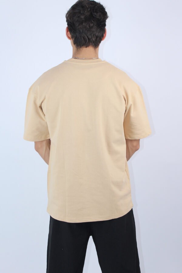 Beige Solid Oversized T-Shirt - Image 2