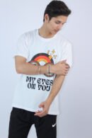 White Regular Slim Fit Printed T-shirt