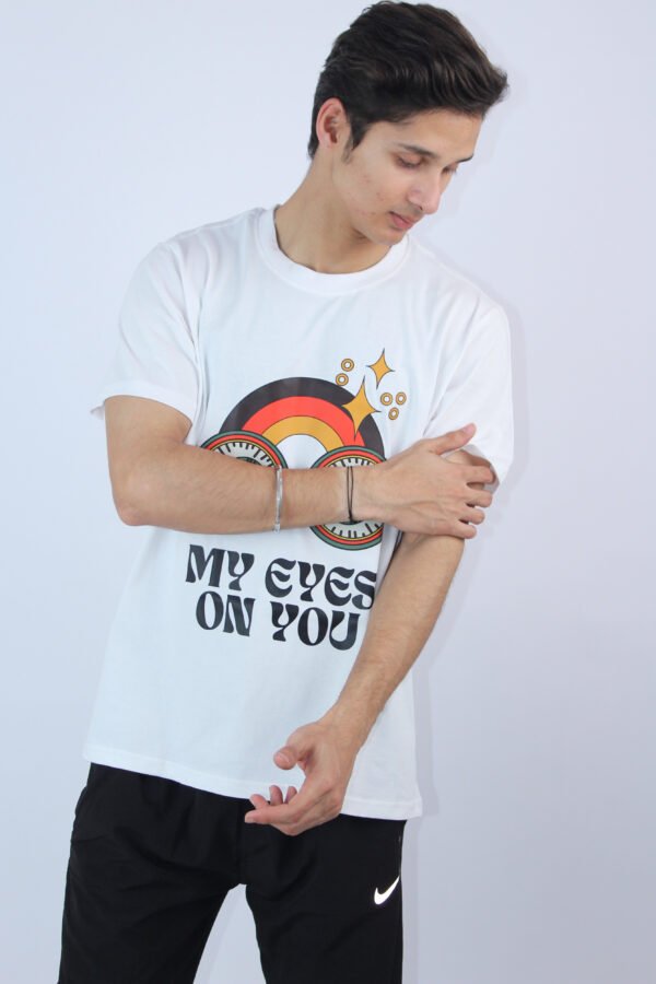White Regular Slim Fit Printed T-shirt - Image 3