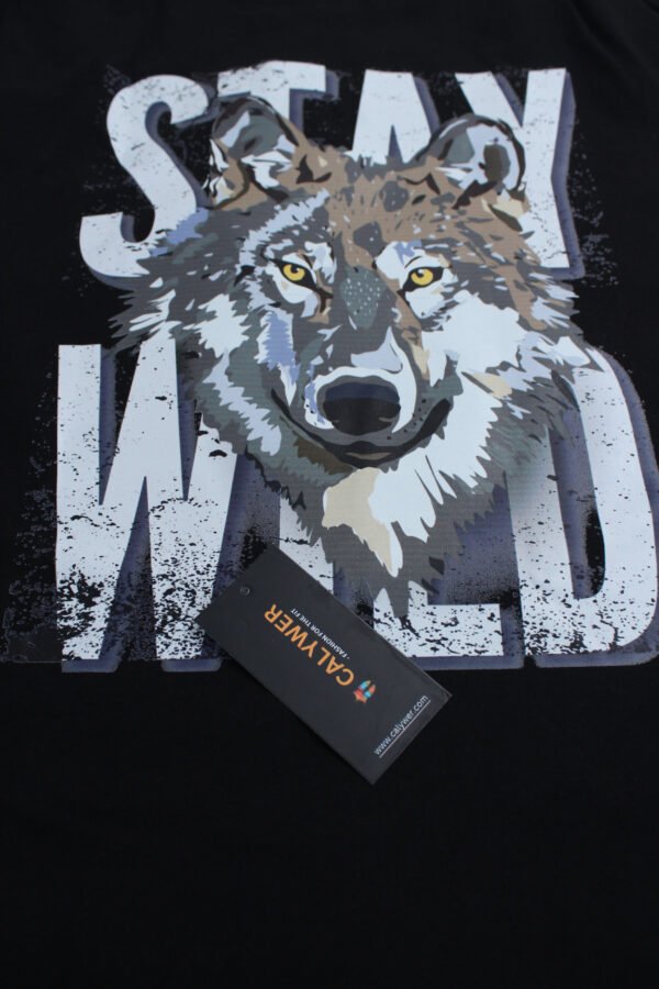 Solid Black Oversized Printed T-Shirt - Image 6