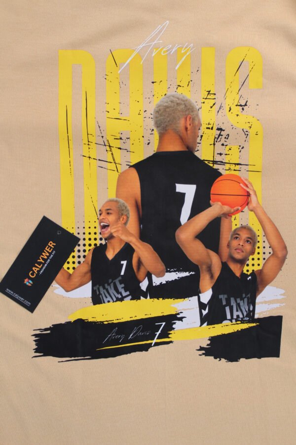 Printed Beige Solid Oversized 2-Way T-Shirt - Image 6