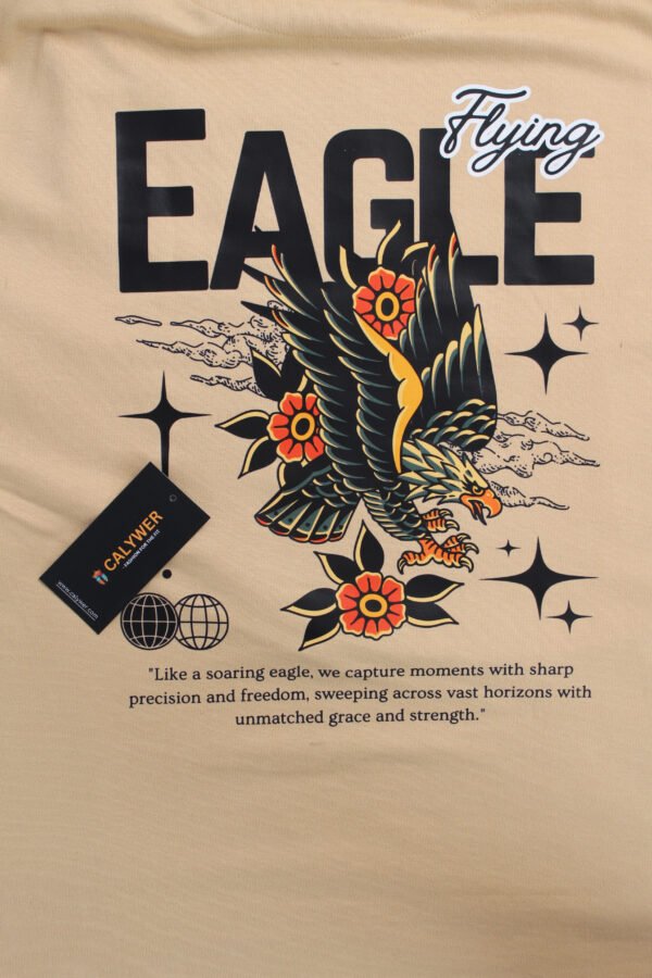 Printed Oversized Solid BeigeT-Shirt - Image 7