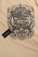 Printed Solid Beige Stretch Oversized T-Shirt
