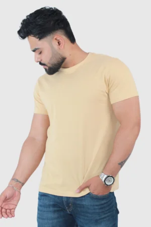 Slim Fit Stretch Beige T-Shirt